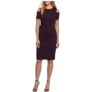 NWT CALVIN KLEIN PURPLE OFF THE SHOULDER SCUBA SHEATH DRESS SIZE 4